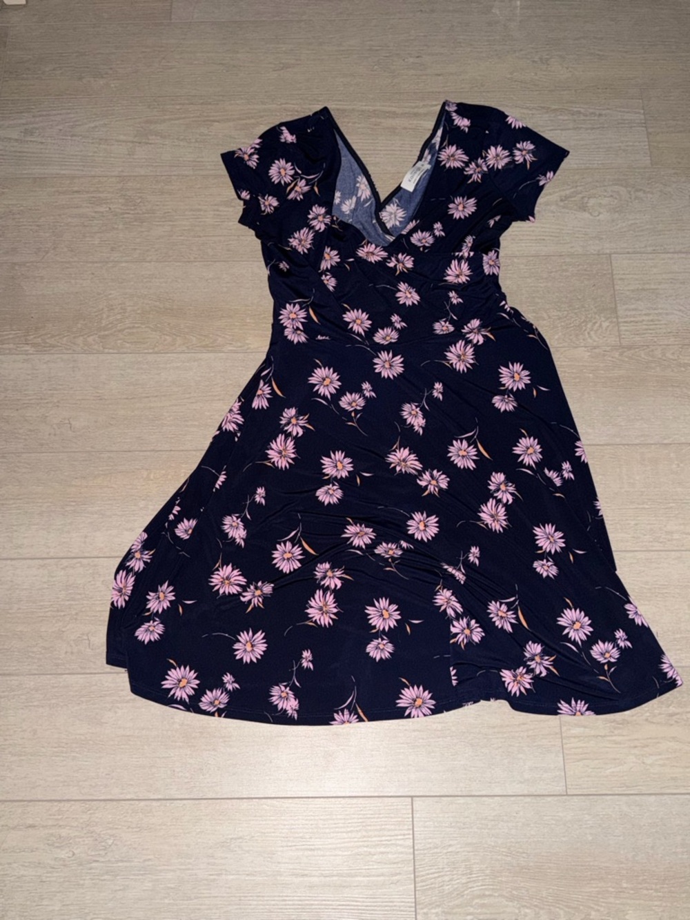 Woman's size medium navy and pink floral dress